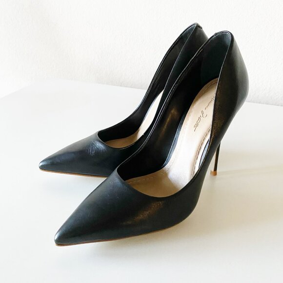 NEW Massimo Matteo Pointy Toe Black Pumps Heels Leather Women's Size 7M - Picture 9 of 11